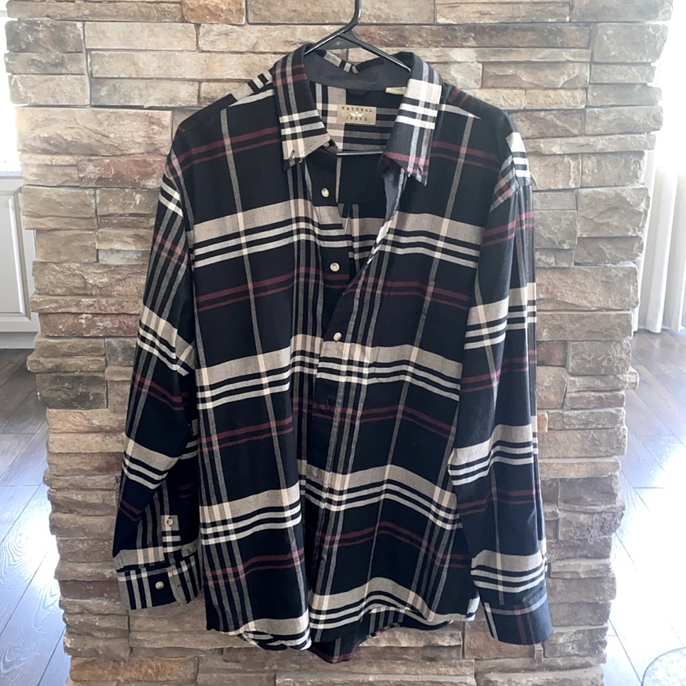 Natural Issue Men’s Button Up Plaid Shirt - Size Large